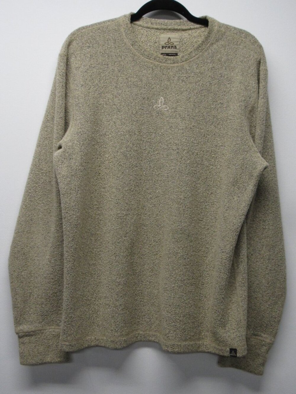 Vintage Prana Sweater Mens L Beige Embroidered Sweater Pullover Hiking USA Made